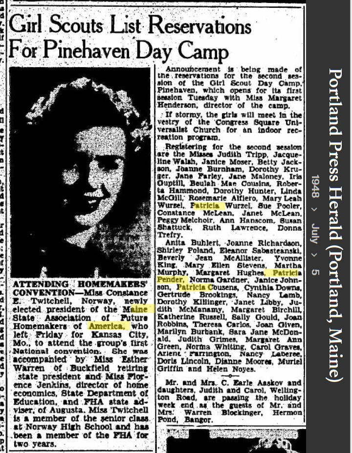Patricia Anne (Pender) Fucciani--Portland Press Herald (Portland, Maine)5 Jul 1948