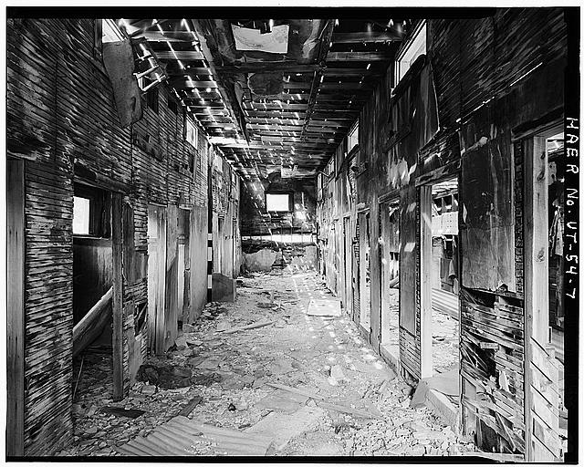 7. INTERIOR VIEW OF BATHHOUSE SHOWING MAIN HALLWAY,...