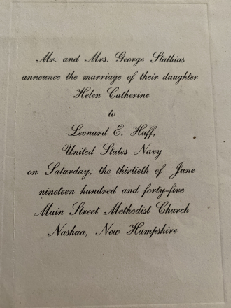 Wedding invitation 1945