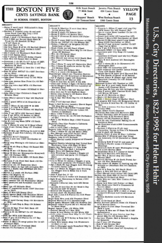Helen "Nellie" (Supple) Hehir---U.S., City Directories, 1822-1995(1958)