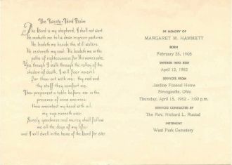 Margaret M. Hammett Remembrance