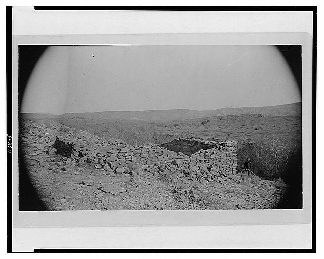 Standing walls of aboriginal ruin on southeast side of...