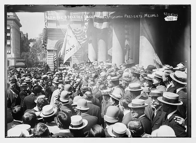 Olympic Athletes Reception, crowd in the center of which...