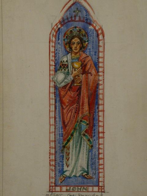 [Design drawing for mural with St. John for Lutheran...
