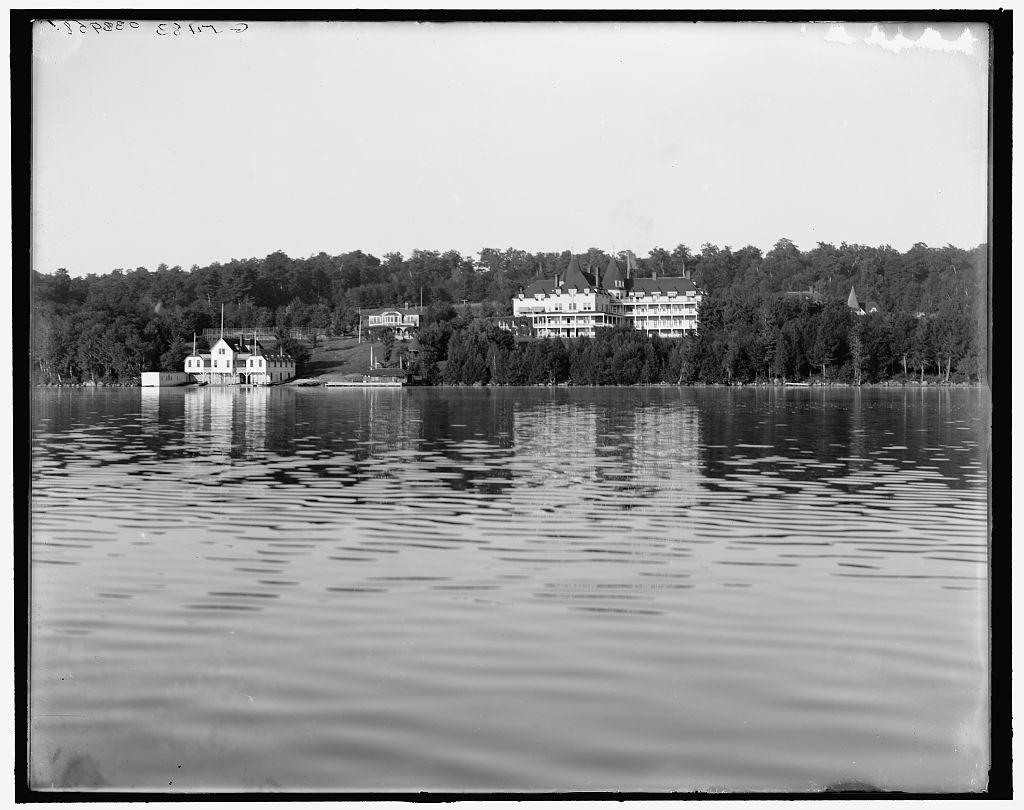 [Upper Saranac Lake, the Wawbeek Inn from the lake,...