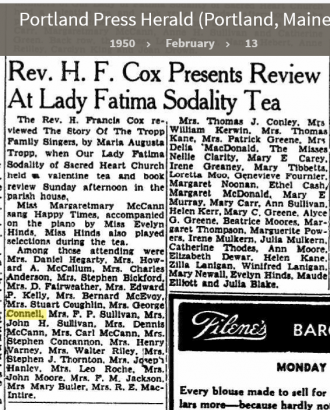 Louise Marie Hagen-Connell--Portland Press Herald (Portland, Maine) (13 feb 1950)
