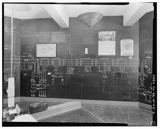 View north of load dispatch model board; section covers...