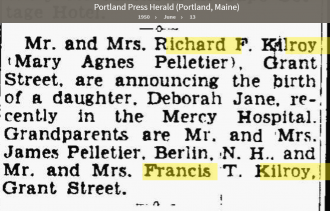 Richard Francis Kilroy--Portland Press Herald (Portland, Maine) (13 june 1950)