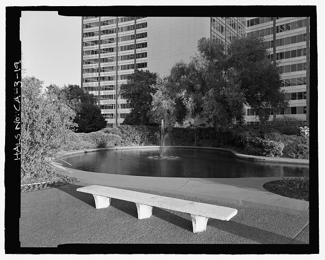 BENCH AND FOUNTAIN AT EST END OF POND. LOOKING ESE. -...