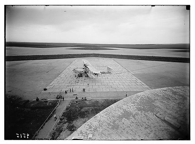 Lydda Airport. Haniball [i.e., Hanibal] plane on landing...