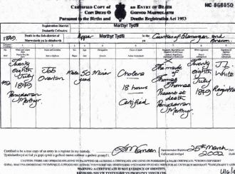 Death Certificate of Job Overton