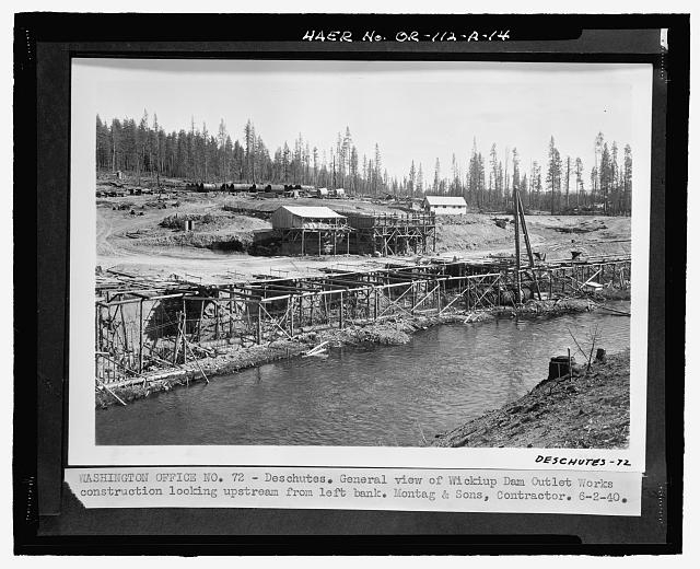 DESCHUTES. GENERAL VIEW OF WICKIUP DAM OUTLET WORKS...