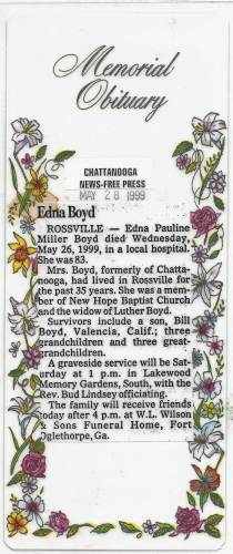 Edna Pauline Boyd Memorial Obituary