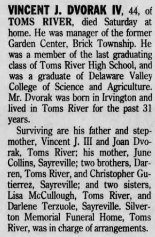 Vincent J Dvorak Obituary 