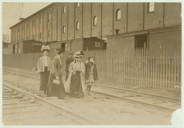 Group coming out of Great Falls Mfg. Co., Somersworth,...
