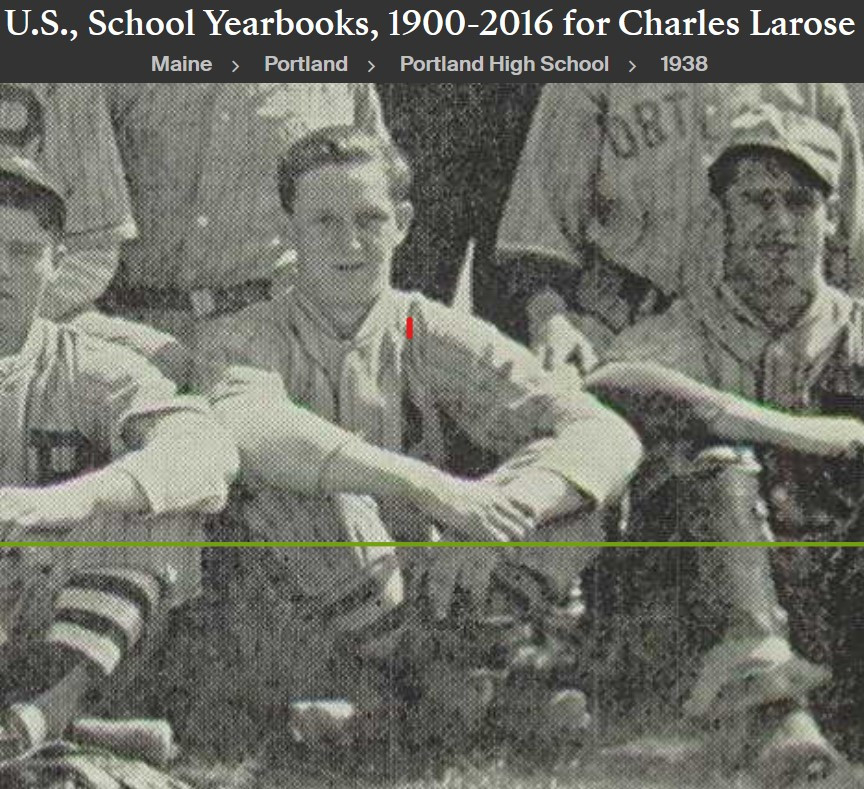 Charles William LaRose--U.S., School Yearbooks, 1900-2016(1938)baseball b
