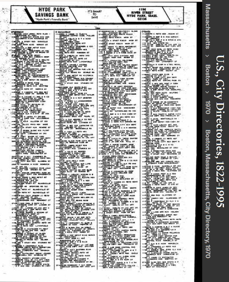 Allan C O'Hare --U.S., City Directories, 1822-1995(1970)