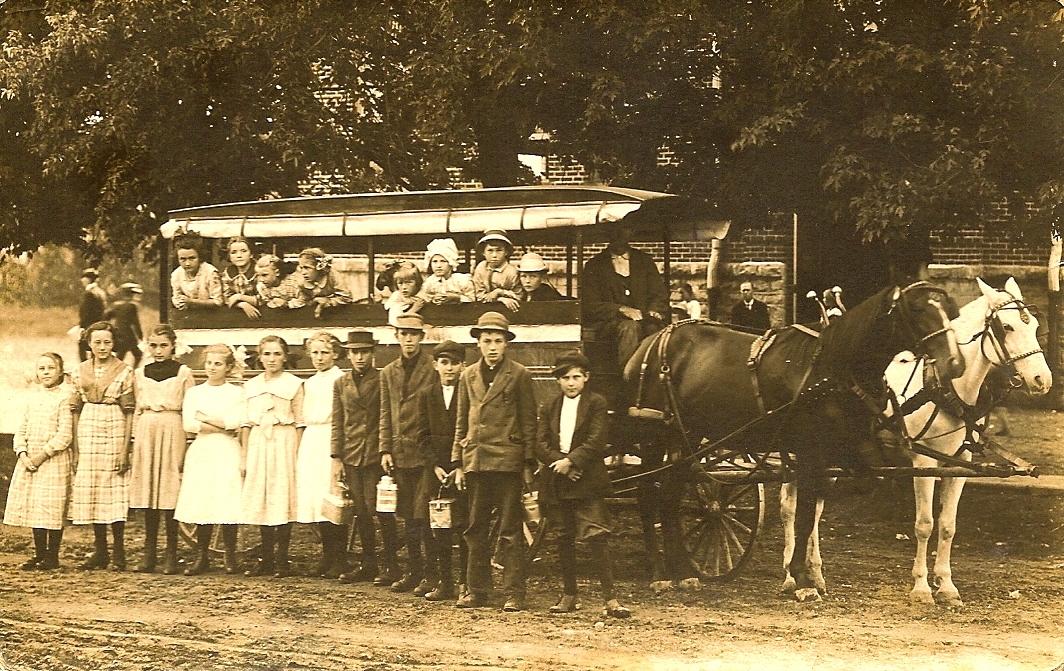 Horse drawn school bus 1912-1913