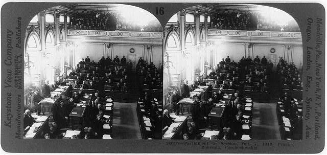 Parliament in session, Oct. 7, 1919, Prague, Bohemia,...