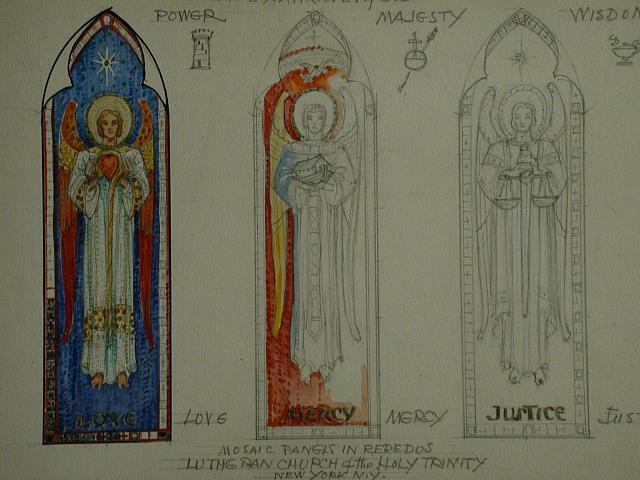 [Design drawing for mural ("mosaic panels in reredos")...