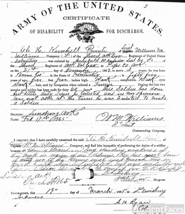 Discharge Papers for Elias Harris Kimbrell