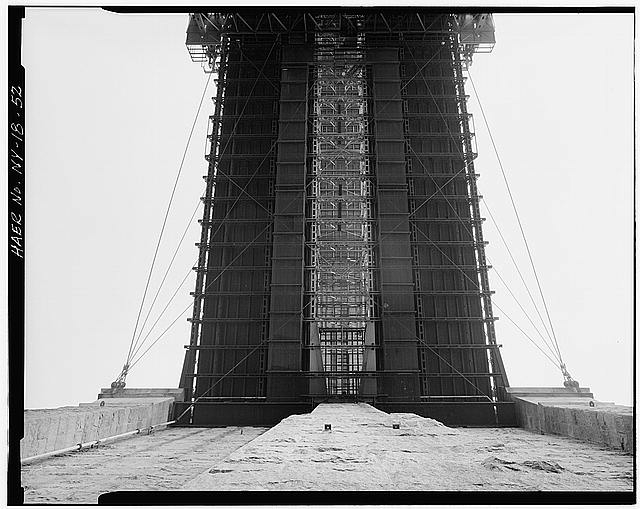 52. View at face of Brooklyn anchorage abutment looking...