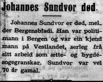 Death of Johannes Sundvor