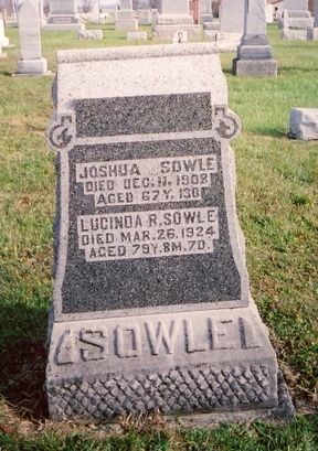 Joshua Sowle & Lucinda Rebecca Leeper gravestone