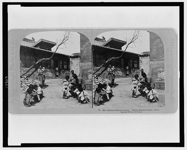Wee Chinese children at play, Peking Mission School, China