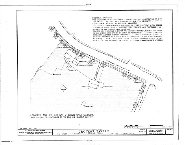 HABS MASS,1-BAR,2- (sheet 1 of 6) - Crocker Tavern, Main...