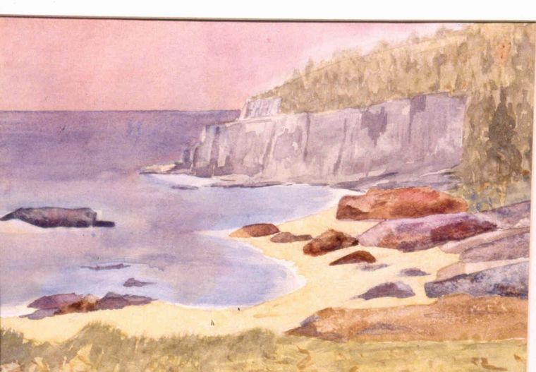 Maine Sea Coast - Watercolor by Fred Halkett