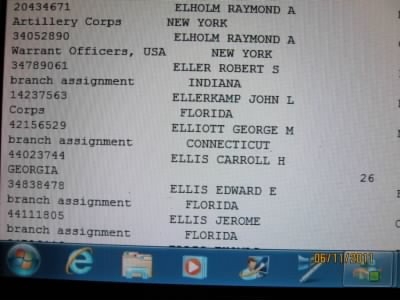 Army Enlistment for Carroll H Ellis