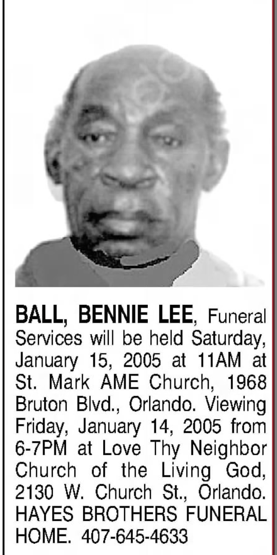 Bennie Ball Obituary 