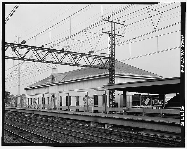 6. 3/4 view of eastbound station from trackside showing...