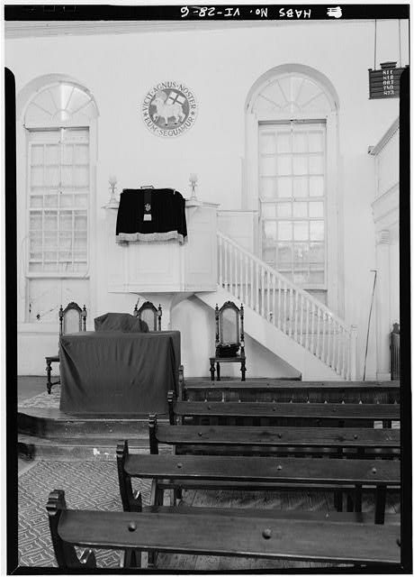 6. INTERIOR VIEW OF PULPIT WITH PEWS IN FOREGROUND -...