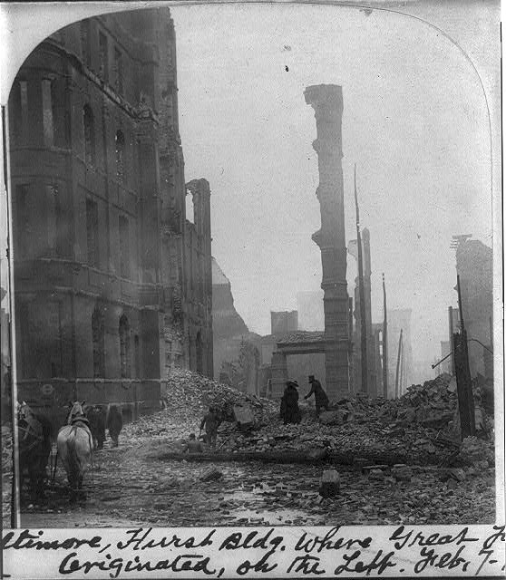 Grim ruins in the heart of business Baltimore. Hurst...