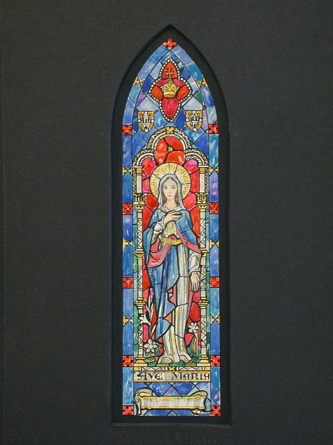 [Design drawing for stained glass memorial window "Ave...