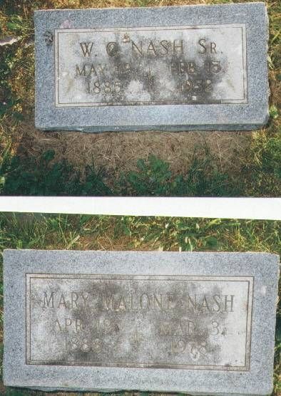 William A. & Mary Malone Nash Gravestones