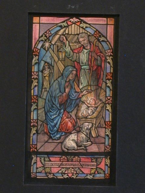 [Design drawing for stained glass window with pastel...