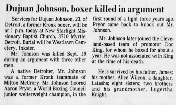 Dujuan Johnson, boxer killed in argument