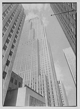 Rockefeller Center. Oblique upshot of five buildings