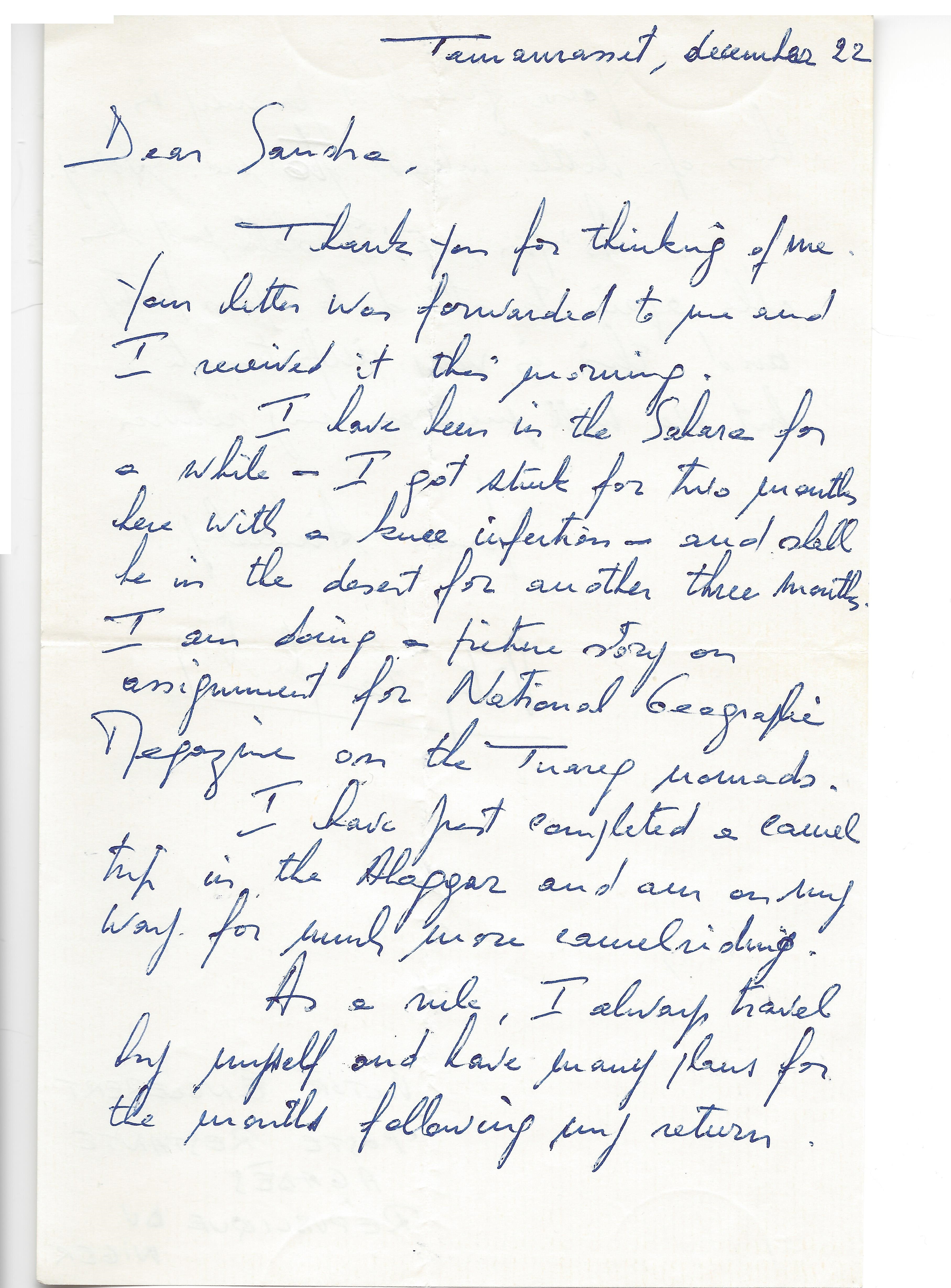 Victor Englebert letter to me page 1.