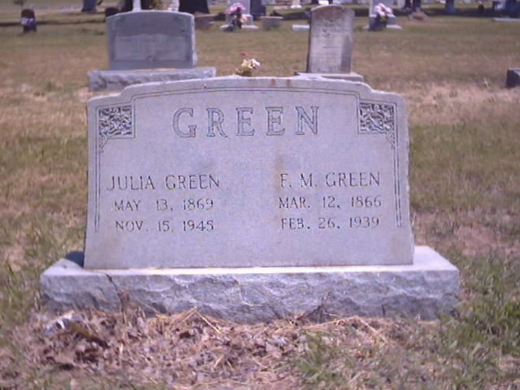 Frank Major and Julia Adeline Green Headstone