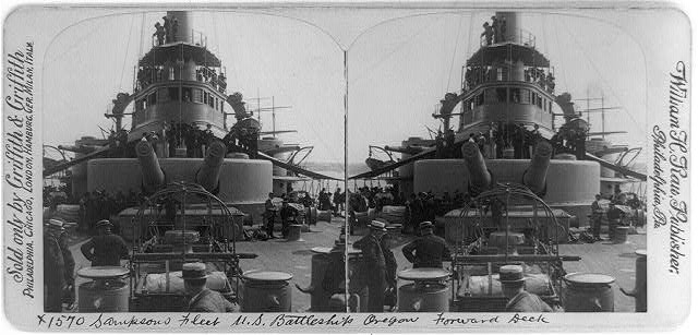 Sampson's fleet--U.S. battleship Oregon--forward deck