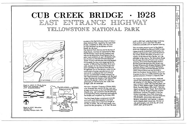 HAER WYO,15-YELNAP,2- (sheet 1 of 2) - Cub Creek Bridge,...