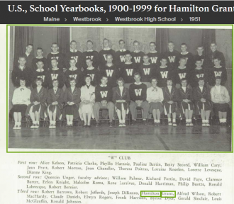 Hamilton Wyman Grant--U.S., School Yearbooks, 1900-1999(1951) W Club
