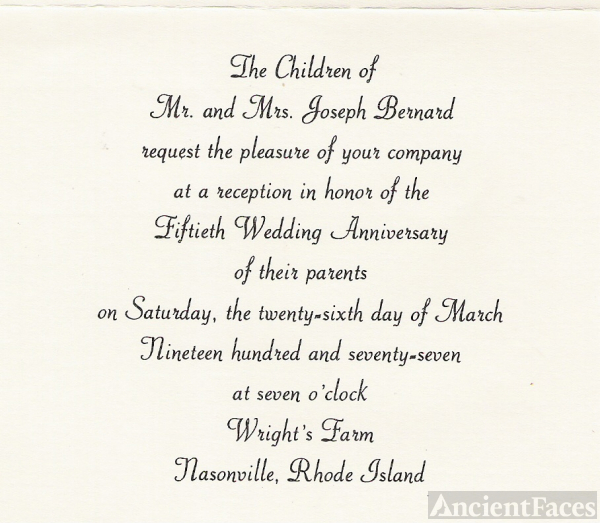 Joseph and Cedulie Bernard 50th Anniversary Invitation