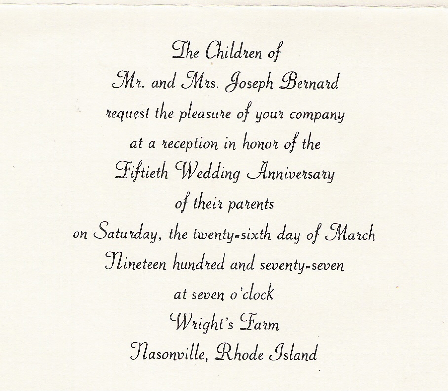 Joseph and Cedulie Bernard 50th Anniversary Invitation 