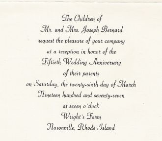 Joseph and Cedulie Bernard 50th Anniversary Invitation 