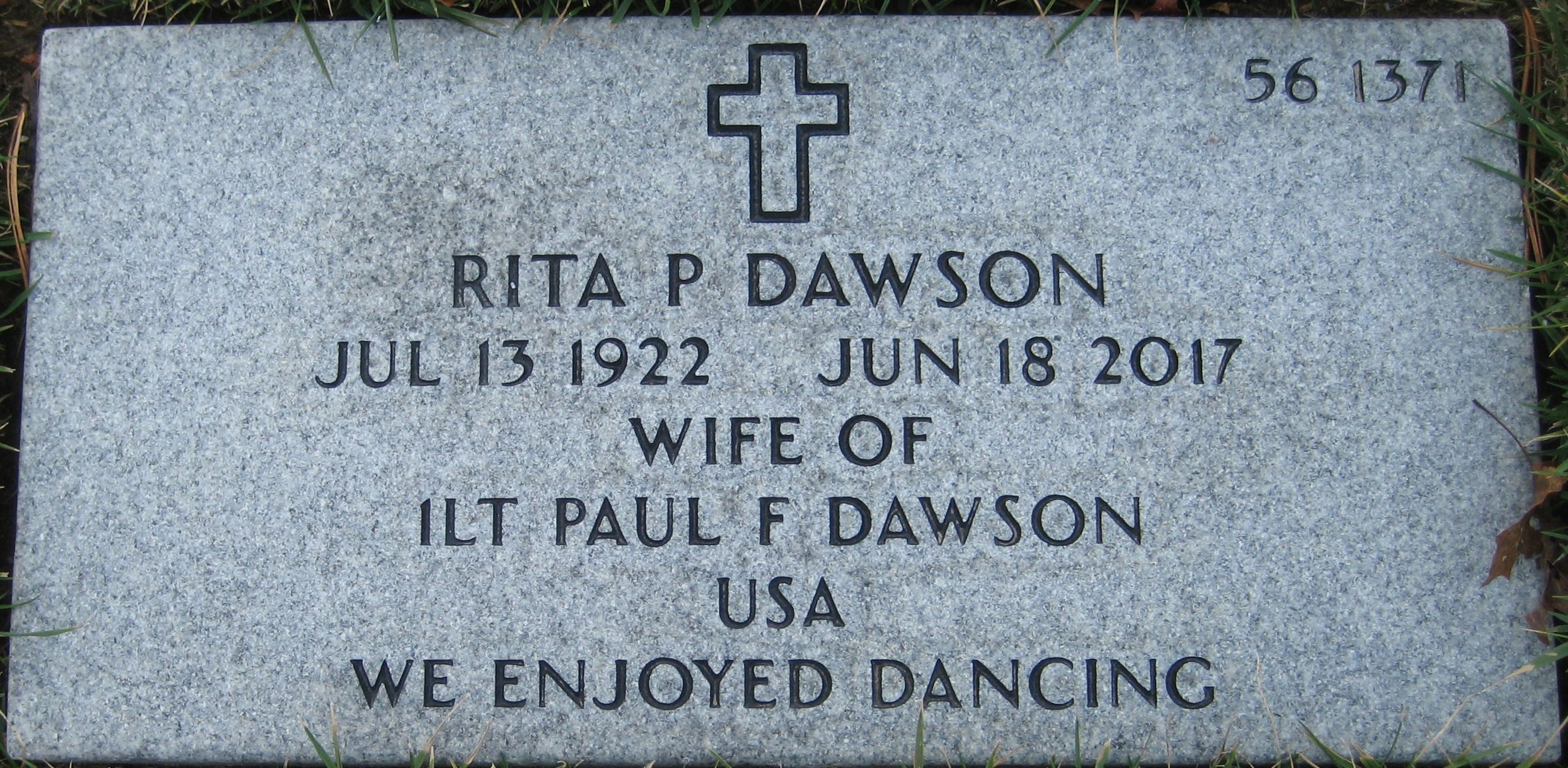 Rita Patricia (O'Hara) Dawson --gravestone